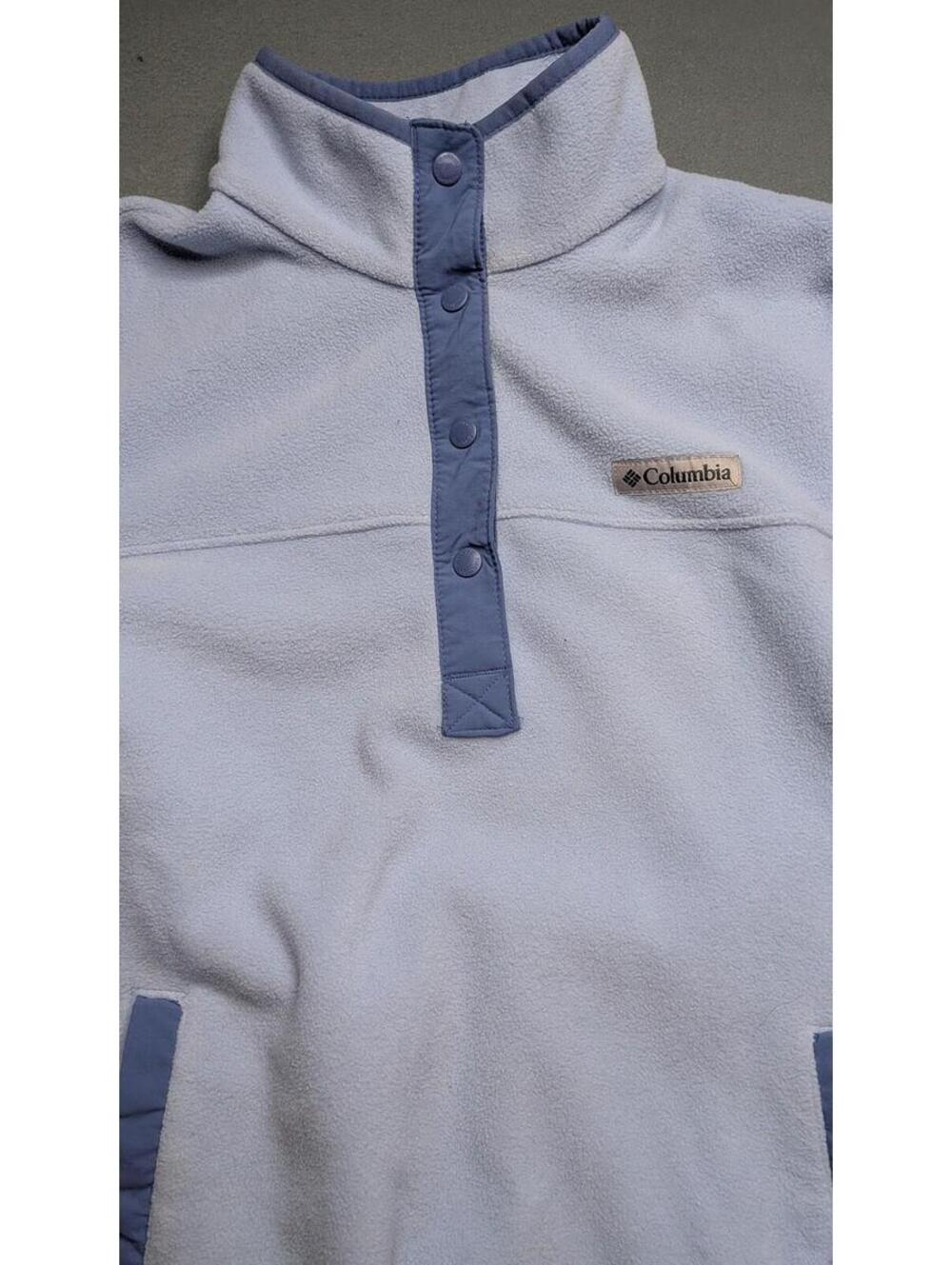 Columbia Jacket Womens Small Blue Fleece Half Snap Pullover Pockets Outdoor - Picture 2 of 9